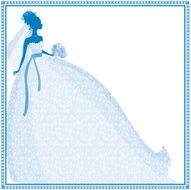 Bride Silhouette in Blue and border