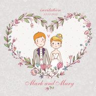 Wedding invitation with bride groom flower N2