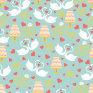 Vintage wedding seamless pattern set Hearts swans cake rings N2