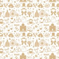 Wedding Flat Design elements in seamless pattern N2