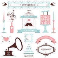 Vintage collection of Vector wedding design elements N5