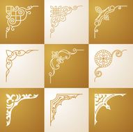 Vintage design elements Corners vector set N2