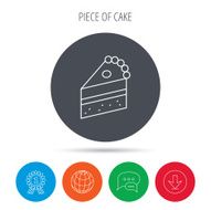 Piece of cake icon Sweet dessert sign N6