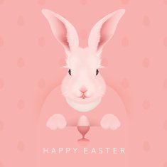 Pink White Happy Easter Bunny - modern egg pattern background