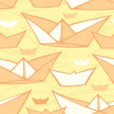Seamless pattern with colorful paper ships Endless background N2