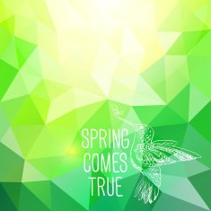 'Spring comes true' abstract polygonal background with Bird N2