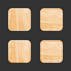 Wooden App Icon Template Set Vector