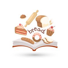 Open book and icons of bread vector N2