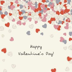 postcard horizontal with hearts at the top of Valentine's day N2