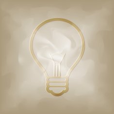 bulb symbol on vintage crumpled paper
