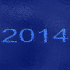 Inscription "2014" under the ice