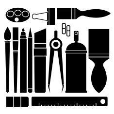Set of stationary on white background
