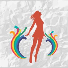 Woman With Rainbow On Grunge Background