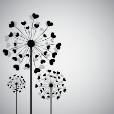 Black dandelion with hearts