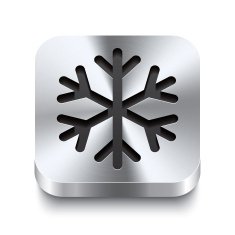 Square metal button perspektive - snowflake icon