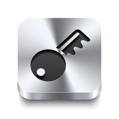 Square metal button perspektive - key icon