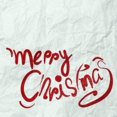 Christmas Card with Santa Claus hand drawn on wrinkled paper N5