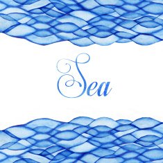 Watercolor waves sea theme blue maritime frame N2