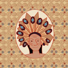 red indian on seamless pattern background