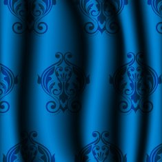 blue material with vintage pattern