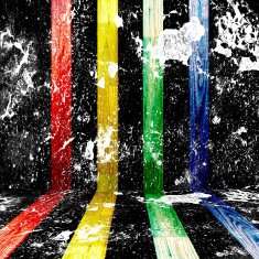 colorful wood in white paint N2