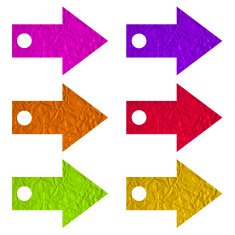 Crumpled paper arrow shape stick on white