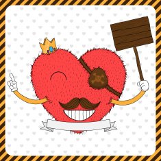 Cute fluffy heart with mustache N2