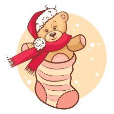 christmas teddy baby in sock N2