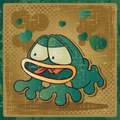 EPS 8 vintage background with vector frog N2