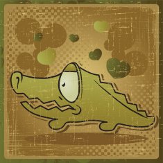 EPS 8 vintage background with vector crocodile N2