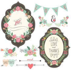 Vintage Wedding Flora Frame- illustration