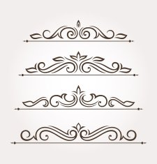 Set of four floral design elements and page decoration