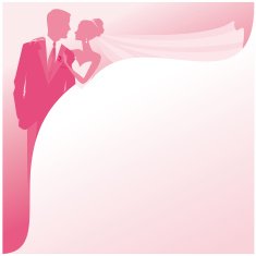 Bride and Groom Silhouettes in Honeysuckle Pink N2