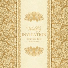 Baroque wedding invitation gold N3