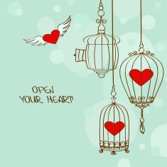 Illustration with concept hearts and cages N2