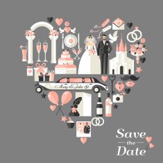 Wedding card invitation of heart