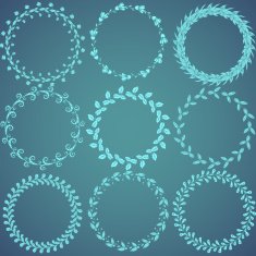 Round hand drawn floral pattern wreaths