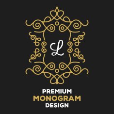 Royal calligraphic monogram emblem template