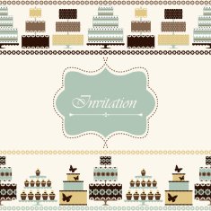 Vector card design with decorative cakes in vintage colors N2