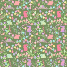 Vector Seamless Tileable Easter Background Pattern with Flowers N3