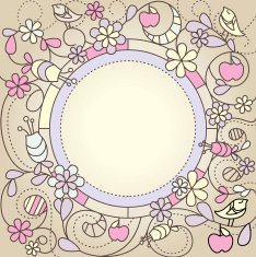 Cute card with birds and flowers N3