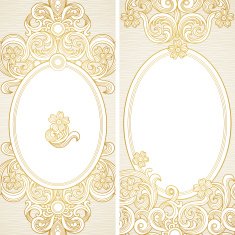 Vintage ornate cards with flowers and curls N15