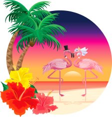Flamingos in Love at the Beach N2