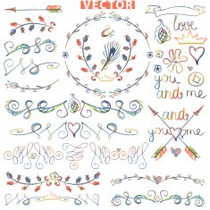 Doodle border frame decor &Ntilde;olored watercolor pencil sketched N2