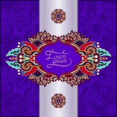 unusual violet colour floral ornamental template with place for