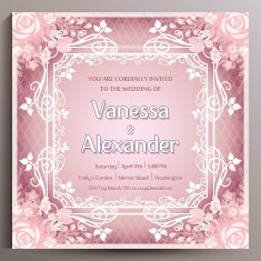 Wedding Invitation Floral square card size is 14 5x14 5 cm
