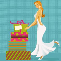 Retro Bride with Gifts