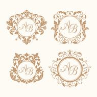 Set of elegant floral monograms