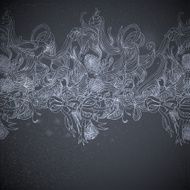 Dark classic style background with waves and floral elements N2