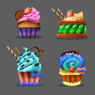 Cartoon cupcake Vector illustration N5